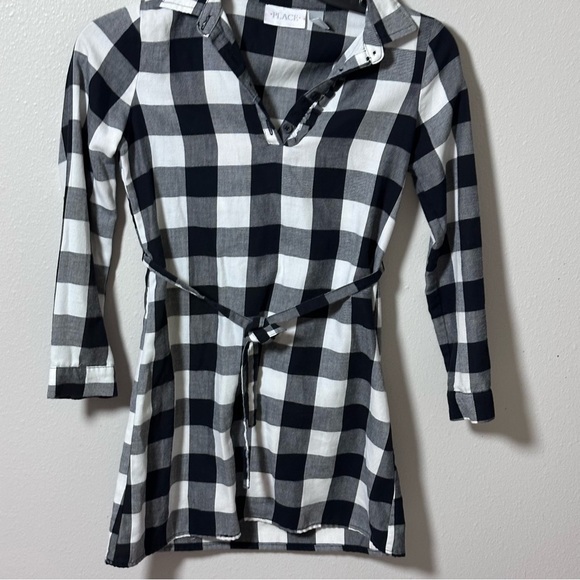 Children’s Place Girls Long‎ Sleeve Plaid Dress Black/White Size M(7/8). - Picture 2 of 7